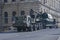 Heavy transporter BAZ-6403 transports self-propelled artillery unit of  Msta-S