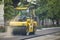 Heavy Vibration roller compactor at asphalt pavement