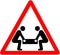 Heavy weight proper lifting warning triangular red road warning sign.