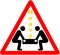 Heavy weight proper lifting warning triangular red road warning sign.