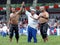 A heavy weight wrestler is awarded victory at the Kirkpinar Turkish Oil Wrestling Festival in Edirne in Turkey.