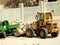 heavy yellow bulldozer, grader and excavator construction equipment, end loader vehicle, bulldozer quarry machine