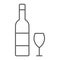 Hebrew wine thin line icon, jewish and drink, bottle and glass sign, vector graphics, a linear pattern on a white