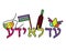 Hebrew word for Until one no longer knows - traditional Purim parade with the holiday elements