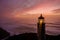 Heceta Head Lighthouse at sunset, built in 1892