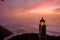 Heceta Head Lighthouse at sunset, built in 1892