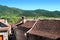 Hecho Valley Pyrenees village roof and mountain