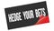 HEDGE  YOUR  BETS text on black red sticker stamp