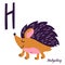 Hedgehog. Animal alphabet. Learning letter H. H is for hedgehog. Hand draw forest animals in Scandinavian style. Alphabet Series A