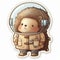 hedgehog astronaut sticker humanized characters funny vector artistic and delicate minimalist hand drawn doodle