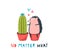 Hedgehog and Cactus in Love No Matter What Funny Lettering Card