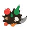 Hedgehog Cute Vector illustration of a cartoon hedgehog with apple, acorn, pear, leaves and mushroom Education and child