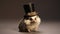 a hedgehog donning a miniature top hat, showcasing its adorable and dapper appearance in a playful and imaginative