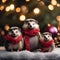 A hedgehog family wrapped in cozy scarves, gathered around a twinkling Christmas tree4