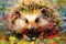 Hedgehog form and spirit through an abstract lens. dynamic and expressive Hedgehog print