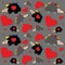 Hedgehog and hearts seamless pattern - vector