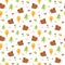 Hedgehog seamless pattern. Autumn forest seamless pattern Cute colorful fall background. Nature print, wallpaper