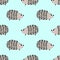 Hedgehog seamless pattern on mint green background.