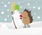 Hedgehog with a snowman