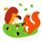 Hedgehog and squirrel - flat design style illustration