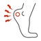 Heel pain thin line icon, Body pain concept, foot ache sign on white background, Human foot with painful sore icon in