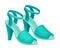 Heeled Open Toe Shoes or Peep-toes with Latchets Vector Illustration