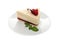 Ð¡heese Cake with mint leaf on white plate