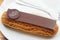 Heidelberg, Bavaria, Germany. 19th of August 2022. French Flair Cafe Macaronnerle. Delicious and Beautiful French chocolate eclair