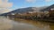 Heidelberg, Germany - February 2021: View on Odenwald forest hill with historical castle and neckar river