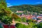 Heidelberg skyline aerial view from above. Heidelberg skyline aerial view of old town river and bridge, Germany. Aerial View of