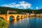 Heidelberg skyline aerial view from above. Heidelberg skyline aerial view of old town river and bridge, Germany. Aerial View of