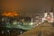 Heidelberg, Snowy night city view by the river Rhein, Karl Theodor Bridge, Germany, Europe