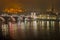 Heidelberg, Snowy night city view by the river Rhein, Karl Theodor Bridge, Germany, Europe