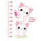 Height chart with kawaii white cats. Kids meter with cute little kitties