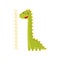 Height chart for measuring kids growth with adorable green dinosaur. Meter wall sticker for children room. Flat vector