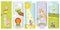 Height chart wall kids meter rulers. Baby room cartoon stickers collection. Children heights measurements with giraffe