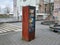 Heiligenhaus, Germany - December 2020: Selective focus of a Street box with books. Free public street library. Rusty bookcase