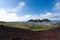 Heimaey town aerial view from Eldfell volcano