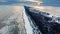 Hel peninsula and snowy beach. Baltic Sea at winter, Poland.