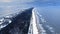 Hel peninsula in winter. Aerial view of Baltic Sea