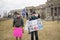 Helena, Montana - April 19, 2020: Helena, Montana - April 19, 2020: Protestors in the city capital wearing masks, gloves, and