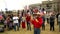 Helena, Montana - April 19, 2020: Speaker Al Olszewski speaking at a protest liberty rally at the Capitol again the shutdown due t