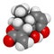 Helenalin sesquiterpene lactone molecule. Toxin found in Arnica montana. 3D rendering. Atoms are represented as spheres with