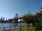 Helicopter Above Queensboro Bridge, Roosevelt Island, NYC, NY, USA