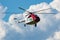Helicopter at airport and airfield. Rotorcraft. General aviation industry. Civil utility transportation. Air transport