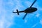 Helicopter during a Civil Police operation in a community favela in Rio de Janeiro, Brazil