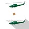 Helicopter. Delivery of cargo. Transportation, vector illustration