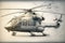 helicopter design pencil sketch, with the creative process visible through partially erased lines and marks