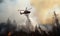 The helicopter drops water on forest fire Creating using generative AI tools