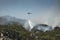 Helicopter extinguishing the forest fire in Montenegro